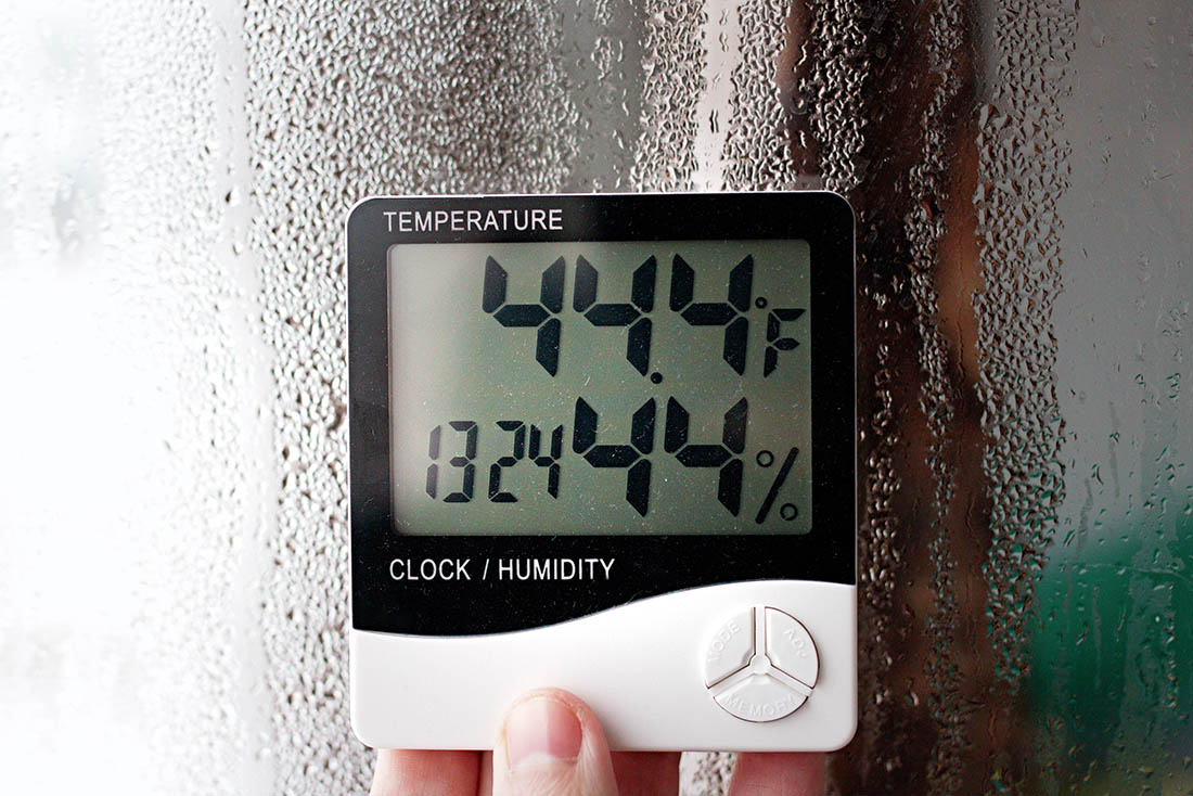 Close-up of a humidity indicator